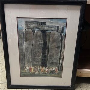 Framed Stone Painting "Tour Group" By Arizona Winner, Kenneth Strowger
